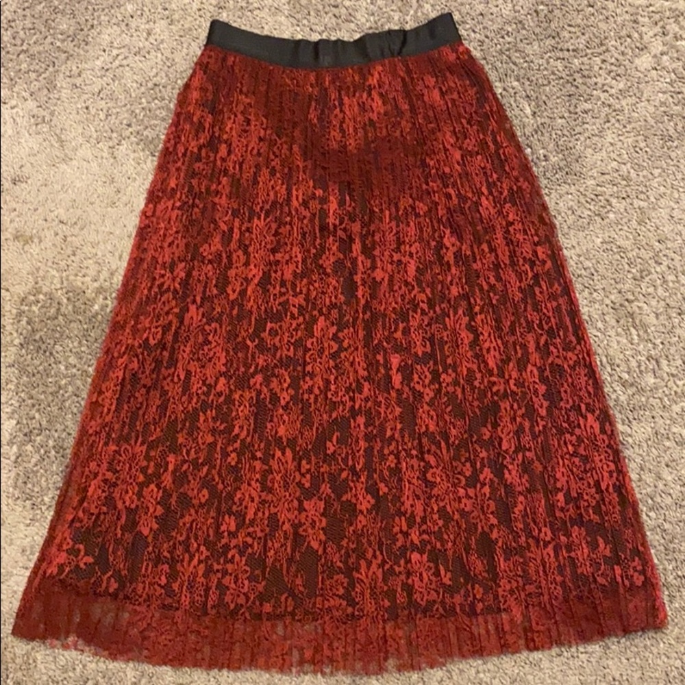 Alicia and Olivia Red Lace Skirt